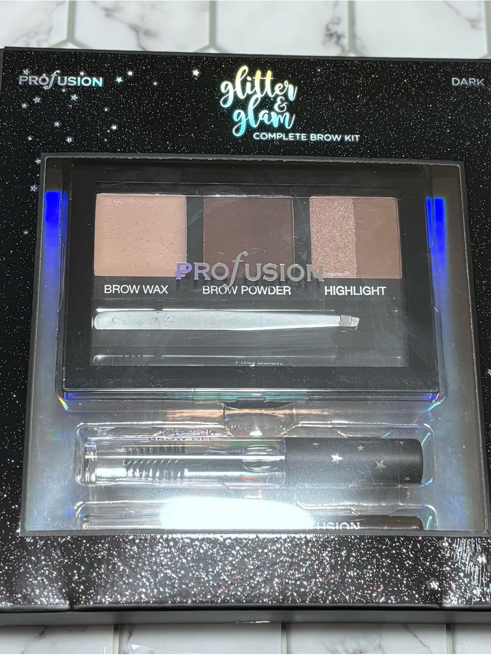 Profusion Cosmetics Glitter & Glam Complete Brow Kit - Dark Brown Shades